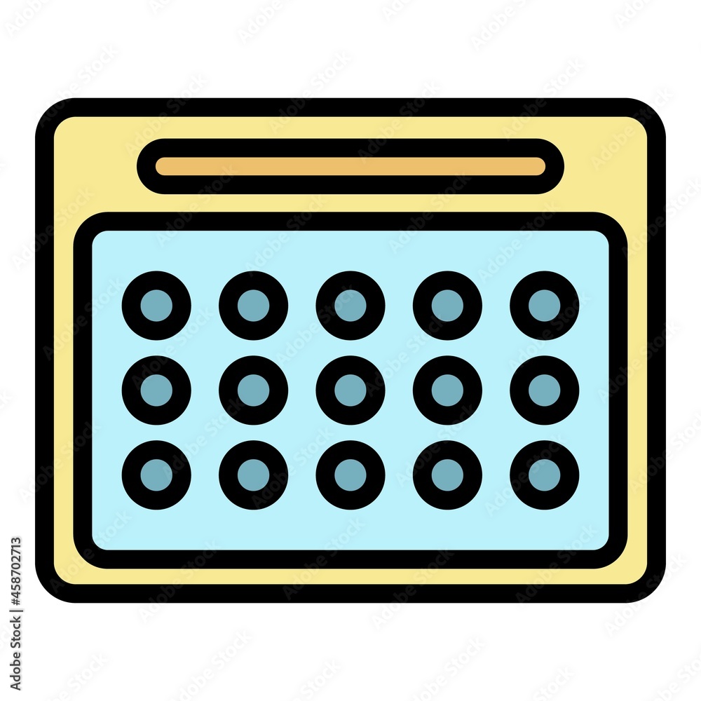 Poster calendar with round dates icon. outline calendar with round dates vector icon color flat isolated