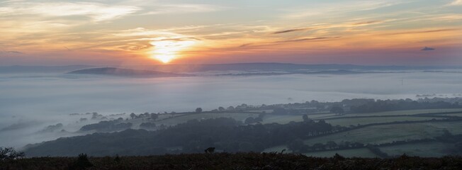 Cloud inversion in the Lyhner Valley Bodmin Moor Cornwall