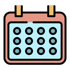 Calendar with rounded corners icon. Outline calendar with rounded corners vector icon color flat isolated