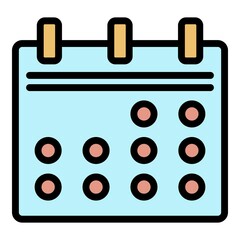 School calendar icon. Outline school calendar vector icon color flat isolated