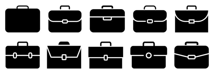 Set of briefcase vector icons. Vector illustration isolated on white background - obrazy, fototapety, plakaty