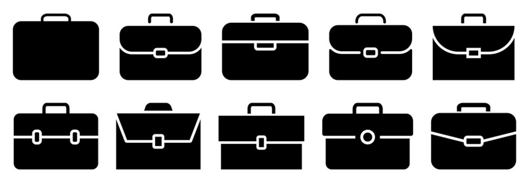Set of briefcase vector icons. Vector illustration isolated on white background