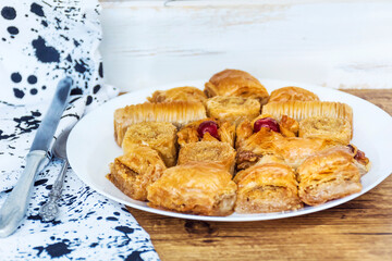 Traditional Turkish Dessert Baklava with Walnuts .Turkish Delight