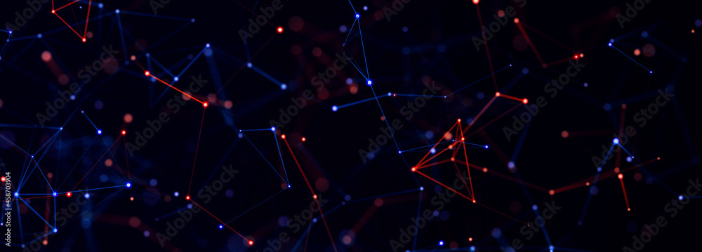 Poster Technology background. Abstract digital combination dots and lines. Network connection structure. 3d Widescreen