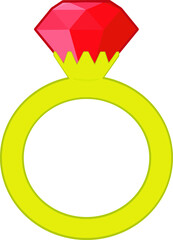 Ruby gold ring design illustration