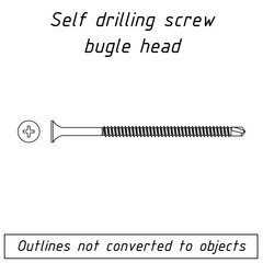self drilling screw bungle head fastener outline - 458705323