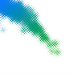 Abstract halftone gradient green and blue dotted background.