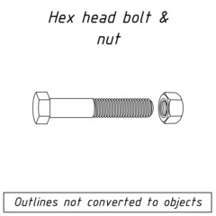hex head bolt and nut fastener outline blueprint - 458706312