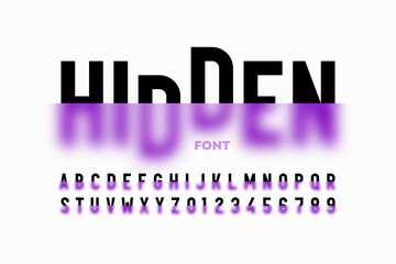 Half blurred font design, hidden alphabet, letters and numbers vector illustration
