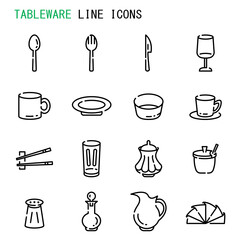 Tableware line icons
