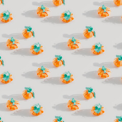 Seamless pattern with craft paper pumplin