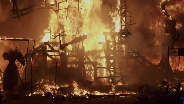 Bonfires on the streets of Valencia, Spain