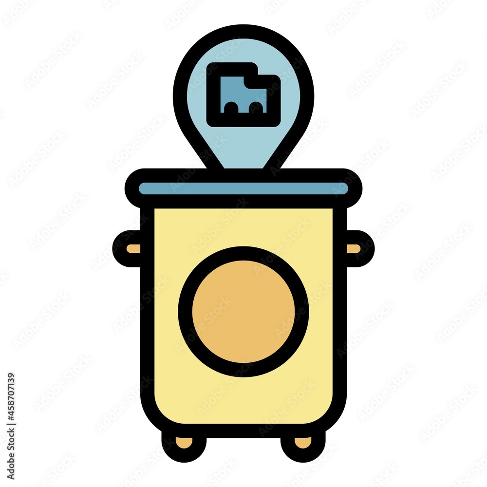 Poster garbage bin front view icon. outline garbage bin front view vector icon color flat isolated