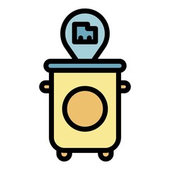 Garbage bin front view icon. Outline garbage bin front view vector icon color flat isolated