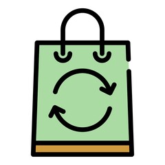 Paper bag icon. Outline paper bag vector icon color flat isolated