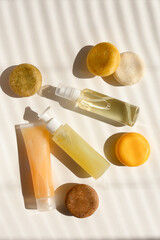 Ultra moisturizing homemade cosmetics, spray bottles and eco soaps.
