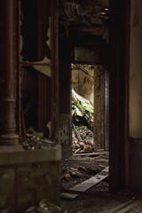 Fototapeta premium Interior of an old dilapidated building.