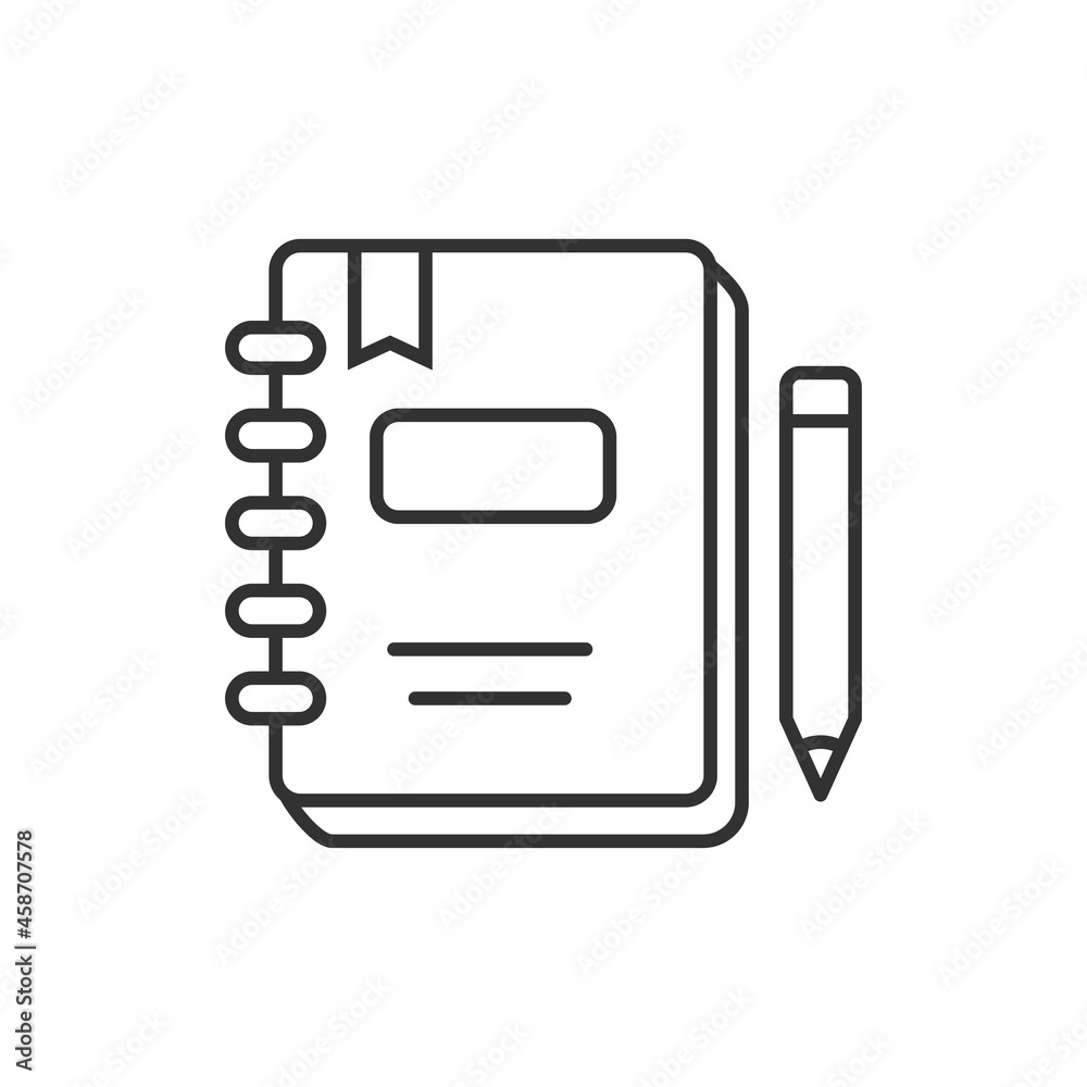 Canvas Prints journal book with pen icon in linear style isolated on white background