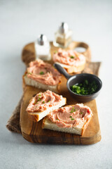 Homemade pate or teewurst with white bread