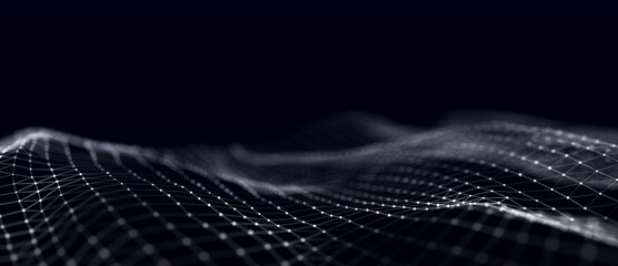 Network connection structure. Digital data background. Connection of dots and lines on a dark background. 3D rendering.