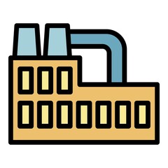 Recycling plant icon. Outline recycling plant vector icon color flat isolated