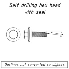 self drilling hex head with seal fastener outline - 458707728