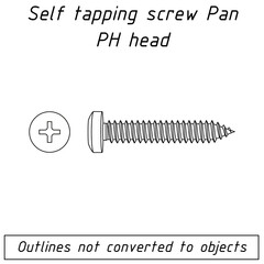 self tapping screw pan ph head fastener outline - 458708709