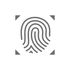 Fingerprint verification grey icon. Isolated on white background