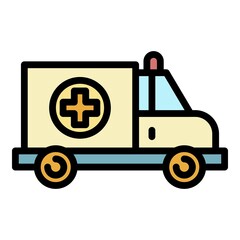 Care ambulance icon. Outline care ambulance vector icon color flat isolated