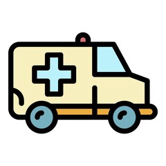 Ambulance van icon. Outline ambulance van vector icon color flat isolated
