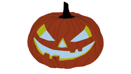 Halloween Kürbis als Illustration: geschnitzer Kürbis mit Monstergesicht