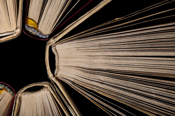 Naklejka premium Banner with books. Business and education background. Back to school concept stock photo
