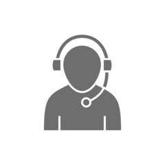 Support worker grey icon. Isolated on white background