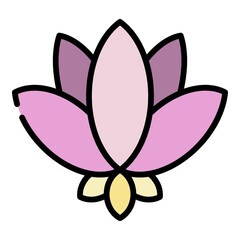 Lotus symbol icon. Outline lotus symbol vector icon color flat isolated