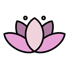 Beauty lotus icon. Outline beauty lotus vector icon color flat isolated