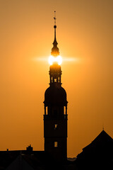 Sonnenuntergang am Bautzener Rathausturm