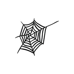 Spider's web vector illustration. Hand drawn doodle spider's web. Halloween decor, sticker, greeting cards, textile.
