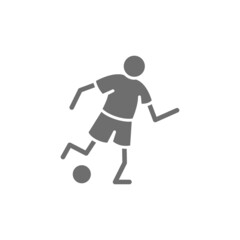 Soccer player grey icon. Isolated on white background