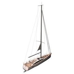 Sailing yacht isolated on white background 3d illustration