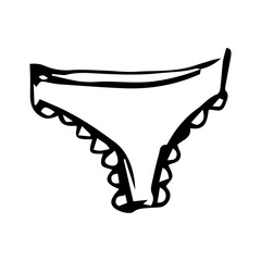Women's underwear. The item of underwear is hand-drawn. Vector illustration isolated on a white background for design and web.