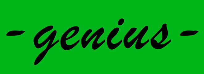 Genius word black and green design