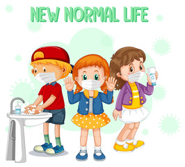 New Normal Life with children wearing mask
