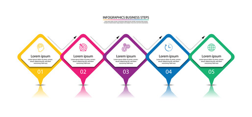 Presentation business infographic template colorful  with 5 step