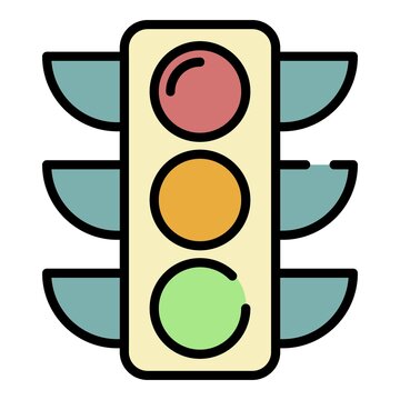 recommend clip art: Traffic lights icon. Outline traffic lights vector icon color flat isolated