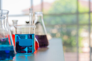 Modern Chemical Research Laboratory with Microscope and Test Tubes.