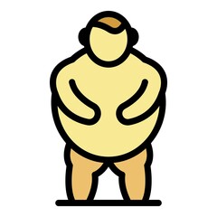 Man obesity icon. Outline man obesity vector icon color flat isolated