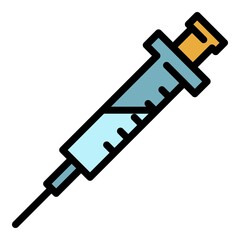 Drug syringe icon. Outline drug syringe vector icon color flat isolated