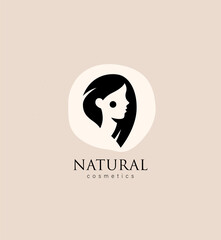 Vector Logo for business in the industry of beauty, health, personal hygiene. Linear stylized image of a female face. Logo for beauty salon, health industry, makeup artist, young girl. Abstract faces.