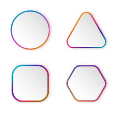 Button shadows. Simple shape shadow, clear buttons badges and miscellaneous shapes material shadows. App surface button, interface ui apps badge. Isolated 3d realistic vector icons set