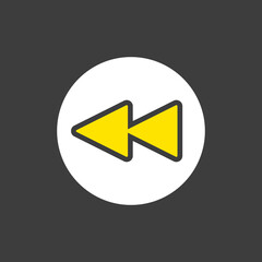 Play previous track button vector flat icon